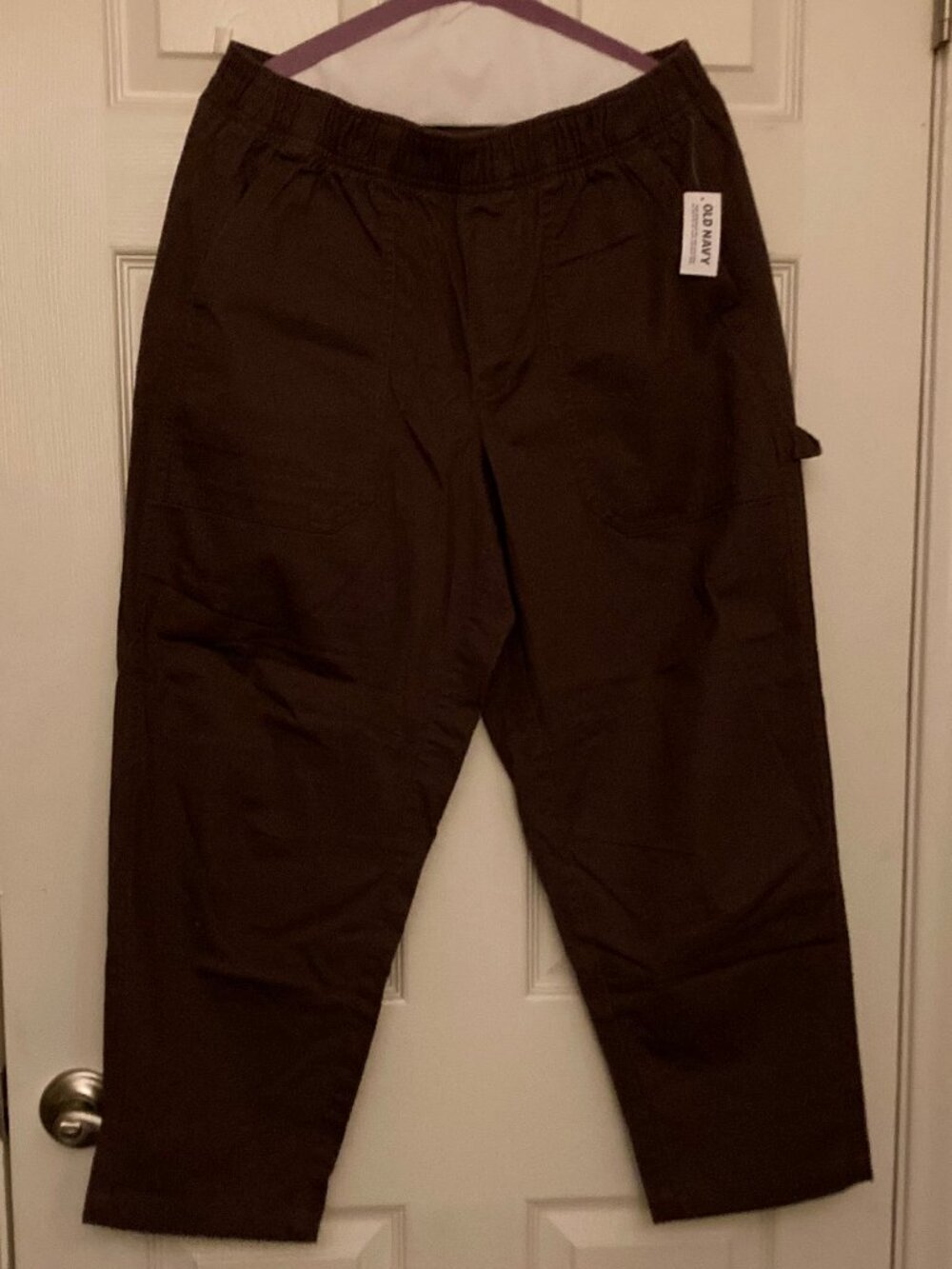 NWT, SZ Medium Petite, COTTON Utility Cargo Ankle Pants, Plum